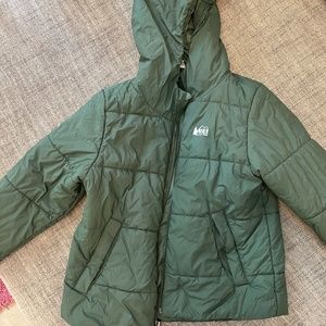 Boys green REI puffer jacket